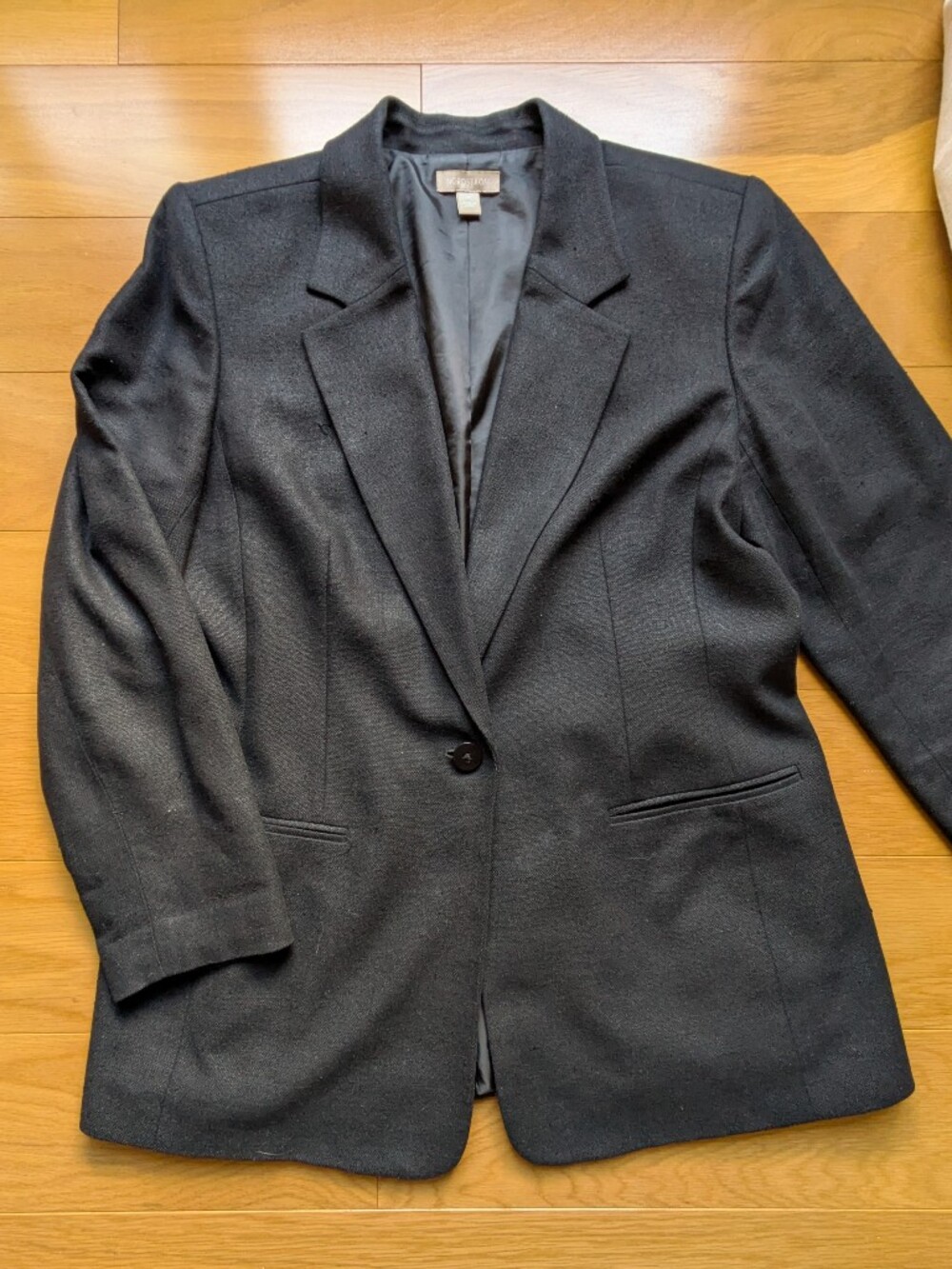 Nordstrom Classic Black Single-Button Silk Blazers Sz 14
